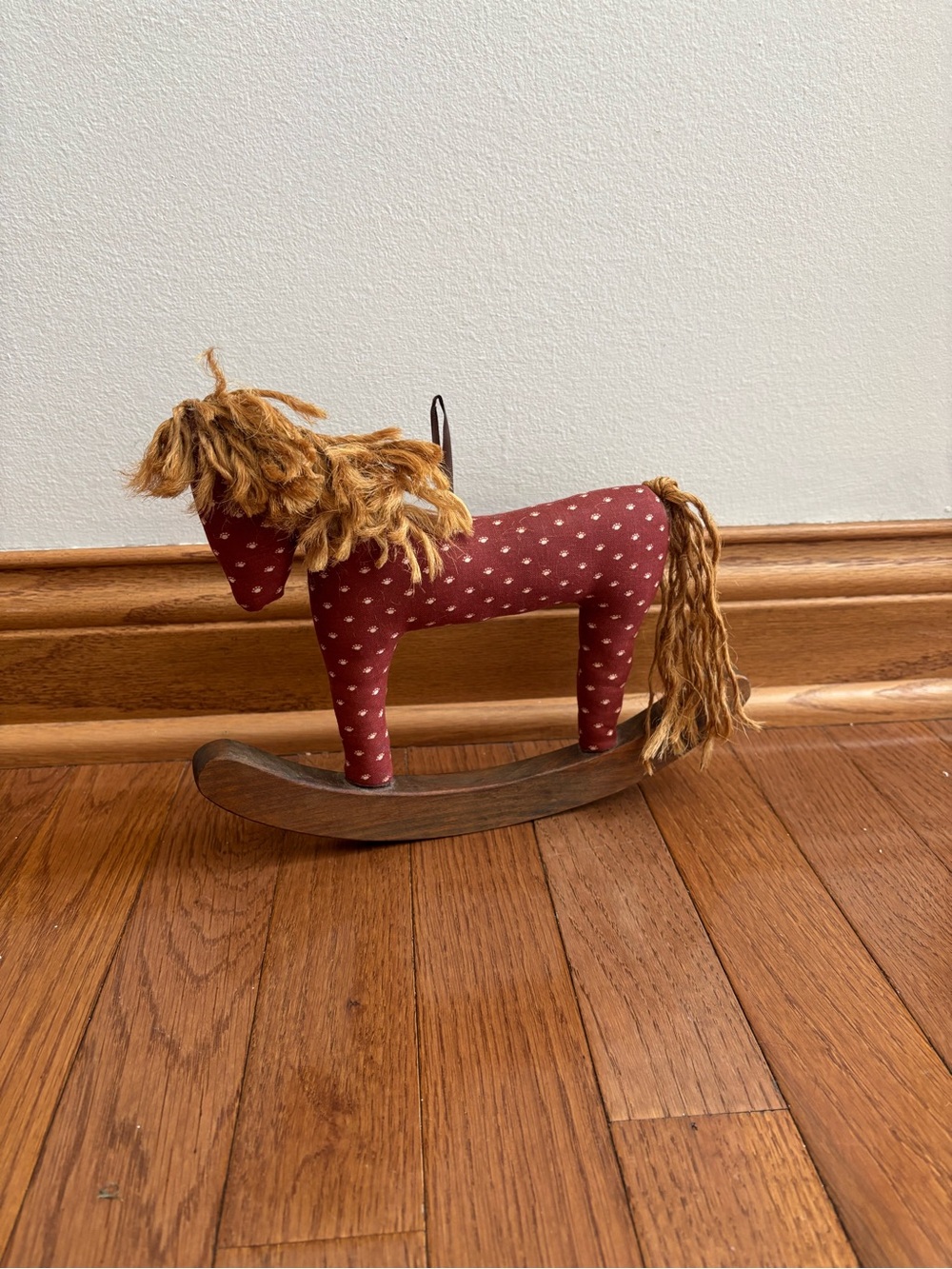 Vintage Miniature Fabric Folk Art Rocking Horse Wall Hanging